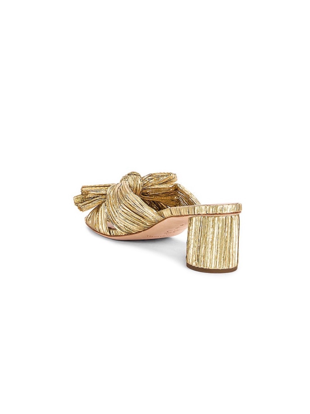 Loeffler Randall Gold Pleated Knot Slide Heels - Picture 9 of 10